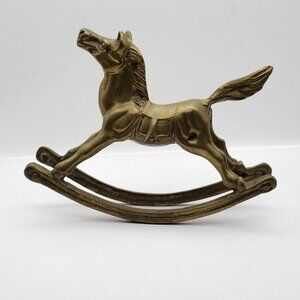 Vintage Brass Rocking Horse Nice Patina 60's-70's 7.25" Long 5.25" Tall